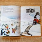 Dumbó mesekönyv belső oldal: a cirkuszi vonat a hóban