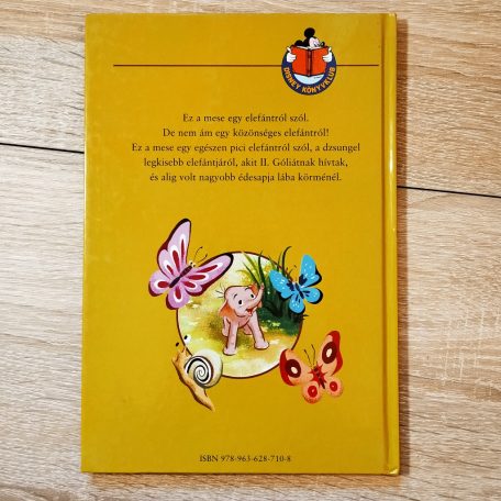 A II. Góliát a kiselefánt mesekönyv hátoldala a szöveggel