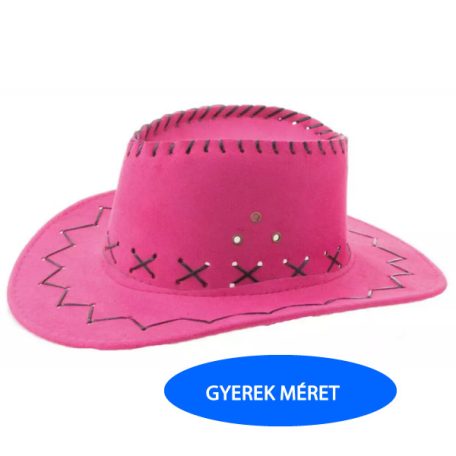 Cowboy, velúr kalap, sötét rózsaszín, gyerek
