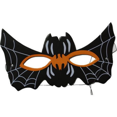 Fekete narancs denevér formájú papír szemmaszk pókháló mintával, gumipántos halloween álarc