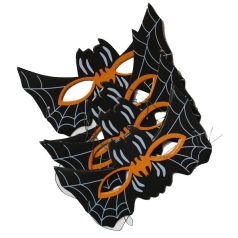 Fekete narancs denevér formájú papír szemmaszk pókháló mintával, gumipántos halloween álarc