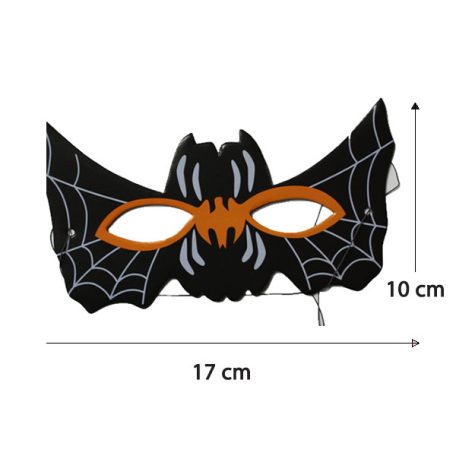 Fekete narancs denevér formájú papír szemmaszk pókháló mintával, gumipántos halloween álarc