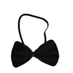 Fekete plüss csokornyakkendő