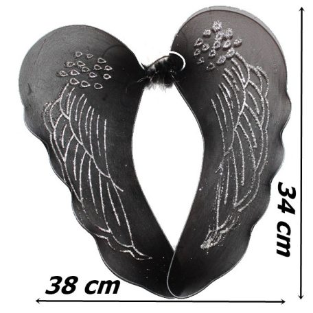 Fekete szárny 34 cm x 38 cm Glitteres