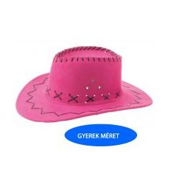 Cowboy, velúr kalap, rózsaszín, gyerek
