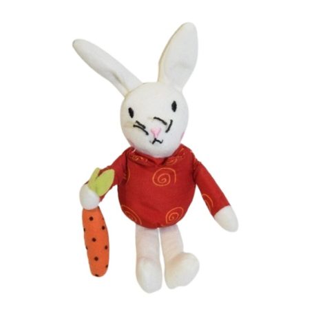 IKEA KLAPPAR DJUR fehér nyuszi plüss 18cm szemből piros ruha répa