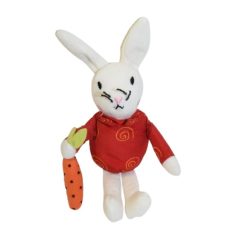IKEA KLAPPAR DJUR fehér nyuszi plüss 18cm szemből piros ruha répa
