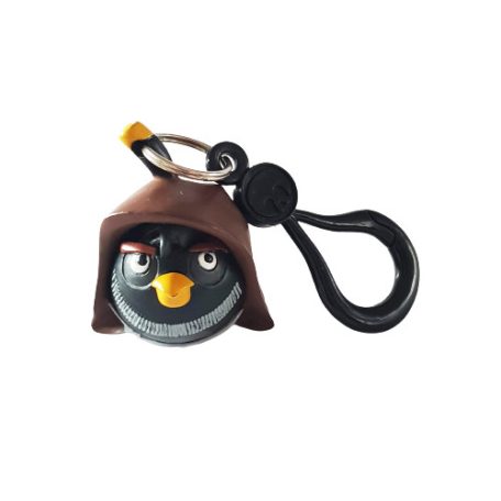 Angry Birds Star Wars Obi-Wan Bomb madár kulcstartó szemből barna Jedi csuklya sárga csőr