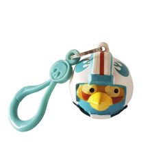 Angry Birds Star Wars Pilóta Kék madár kulcstartó szemből fehér sisak kék piros csík sárga csőr