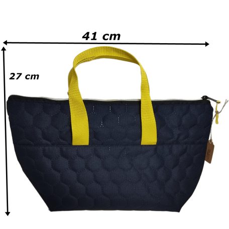 Kék gyöngyvászon pakolós kézi táska  41 cm x 27 cm