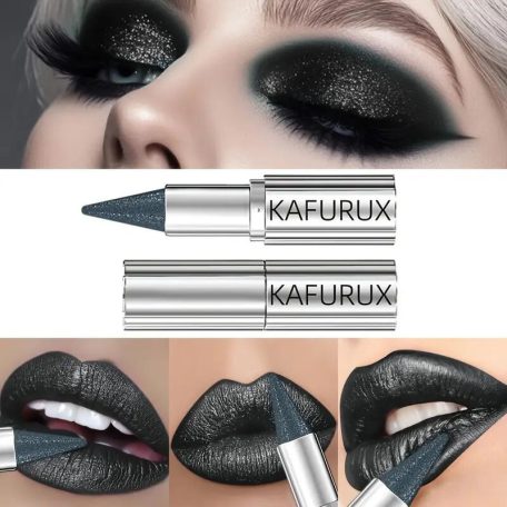 Csillámló Gyöngyház Rúzs és Szemhéjpúder Fekete