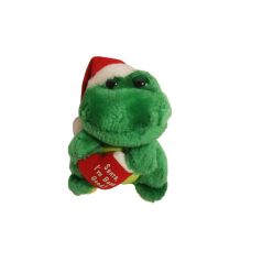 Béka plüss Mikulás sapkában 15 cm