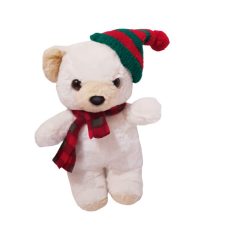 Maci plüss csíkos sapkában 30 cm