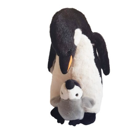 Császárpingvin plüss kicsinyével  30 cm