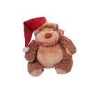 Majom plüss Mikulás sapkában 16 cm
