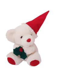 Maci plüss Mikulás sapkában 14 cm