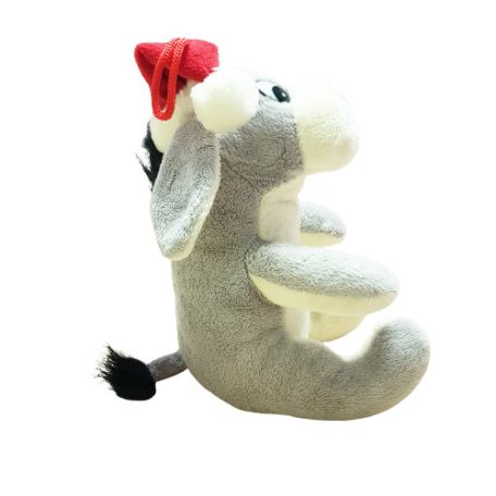 Szamár plüss Mikulás sapkában 20 cm