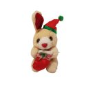 Nyuszi plüss Mikulás sapkában 18 cm