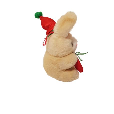 Nyuszi plüss Mikulás sapkában 18 cm