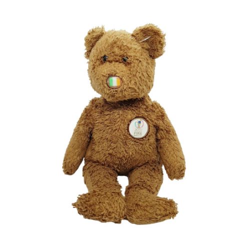 Ty Beanie Babies Champion barna plüss maci hímzett FIFA 2002 VB logóval és ír zászlóval szemből