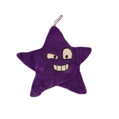 Ginger lila vigyori csillag plüss akasztóval 24x24 cm, hímzett arccal
