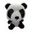 Nagyszemű fekete-fehér plüss panda mackó szemből fotózva